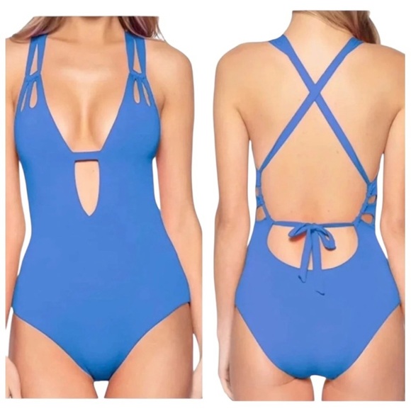 BECCA Color Code Strappy One Piece Swimsuit Blue Size S NWT - Picture 11 of 11